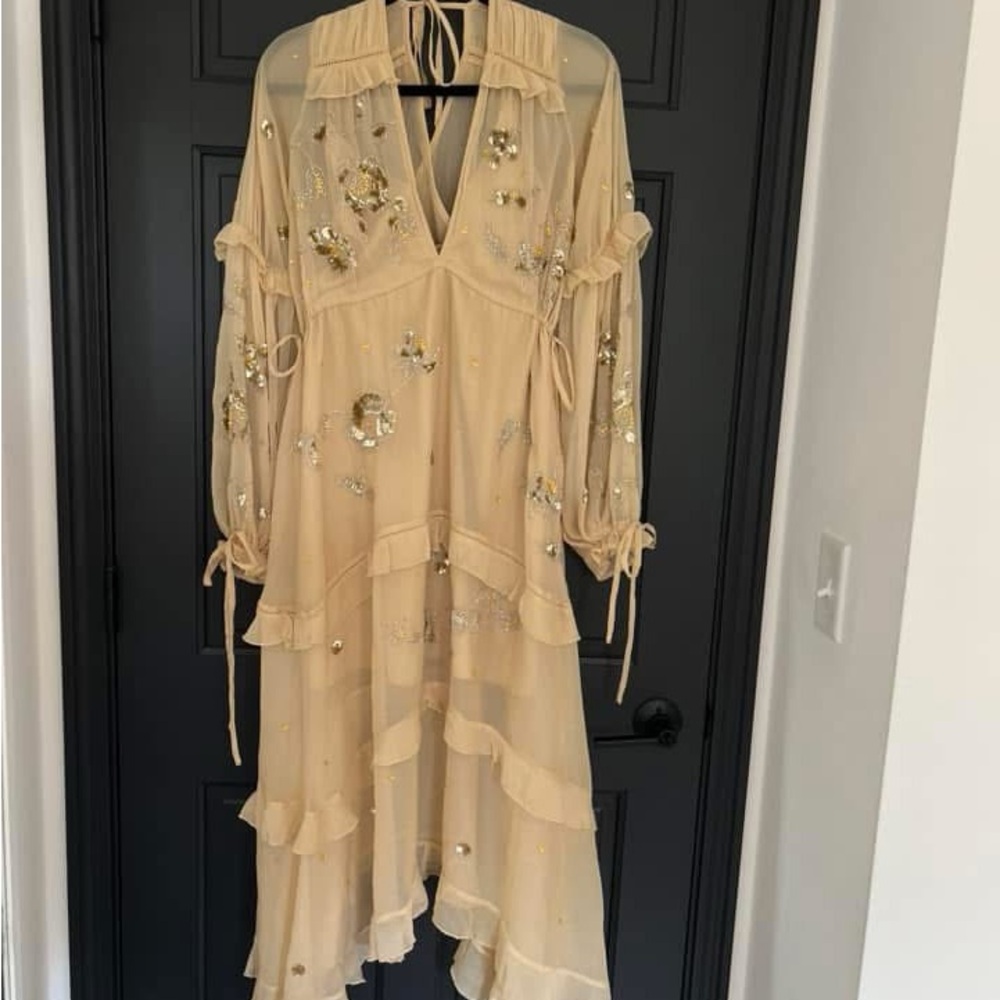 Elegant Cream Embellished Dress